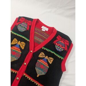Vintage "Sweater Loft" Sweater Vest Size Medium, Holiday, Christmas Ornaments